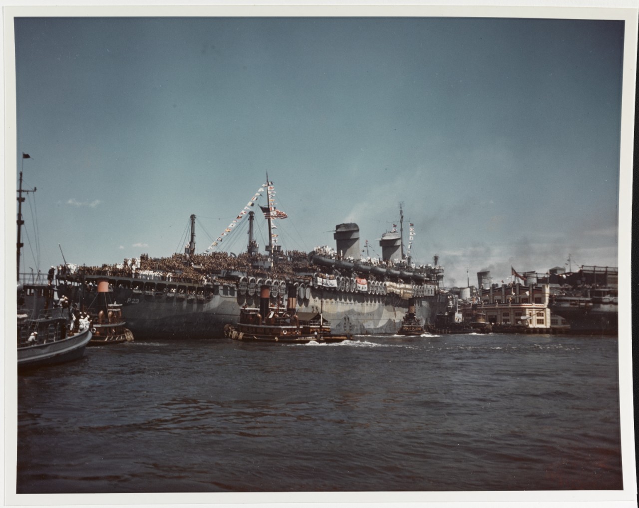 USS WEST POINT (AP-23) Arrives at New York City with returning troops, 11 July 1945