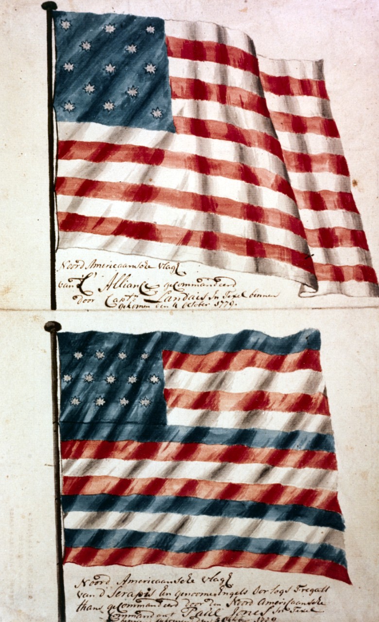 Noord Americaaniche Flage (Flags flown by ALLIANCE and SERAPIS in the Port of Texel, Holland, October 4-5, 1779