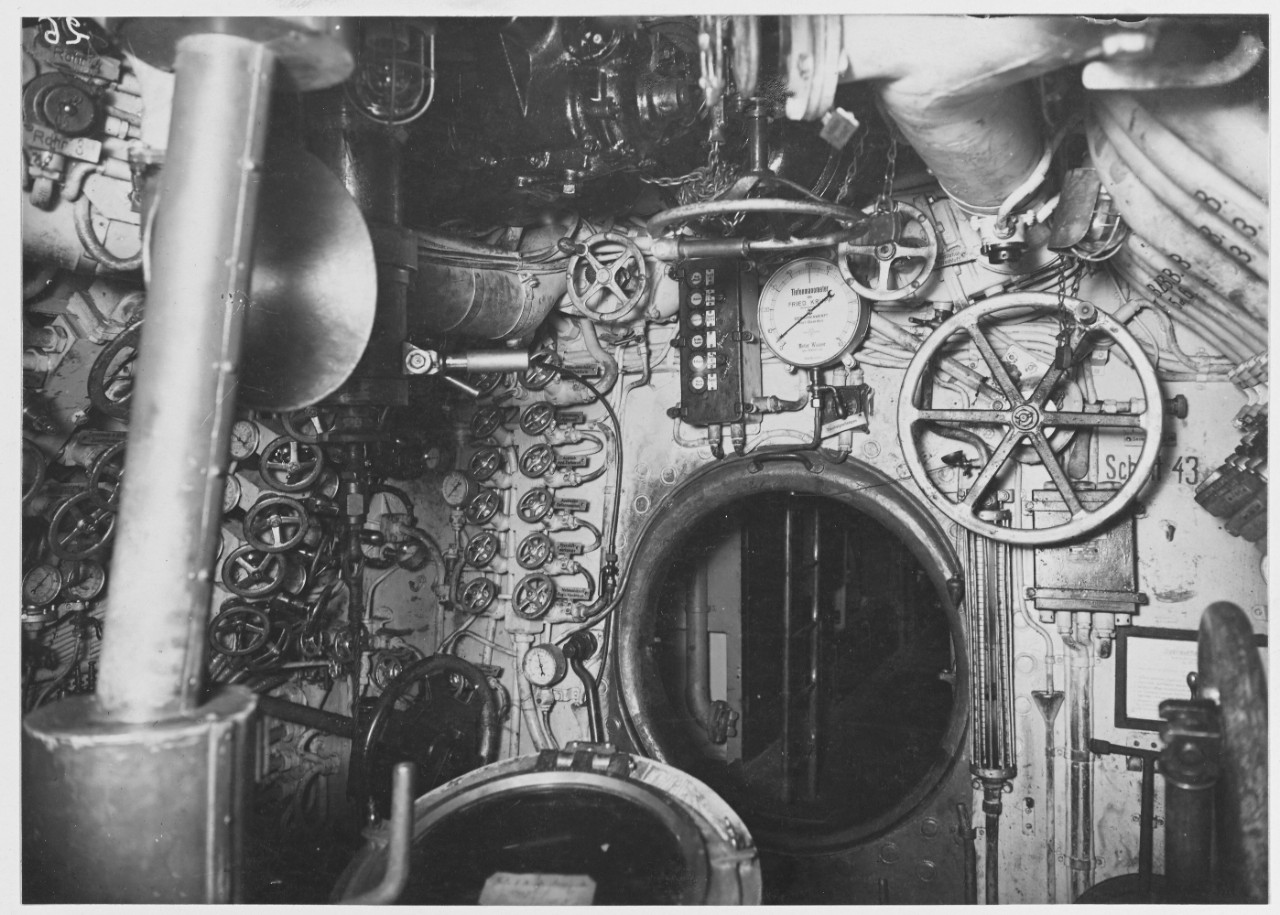 Interior of a German submarine UC-58.