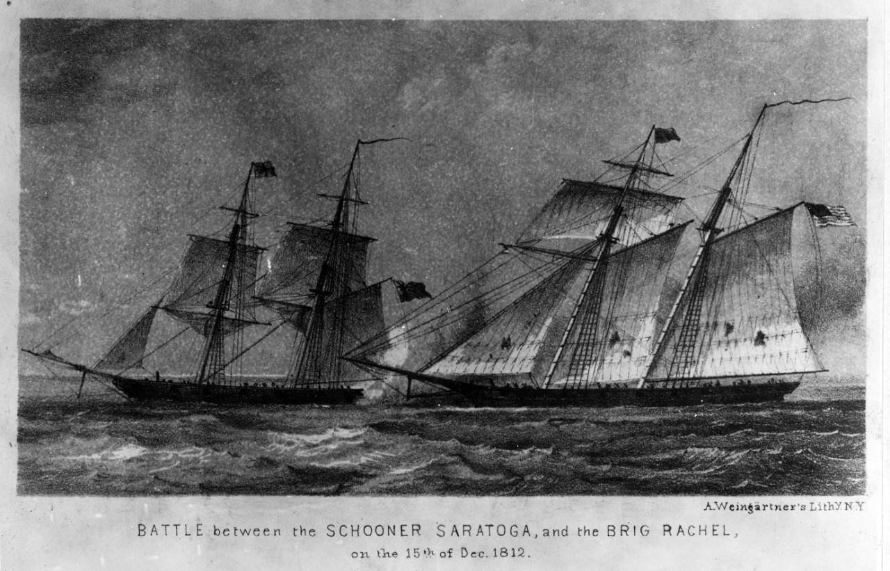 Battle between schooner SARATOGA and brig RACHEL, 15 December 1812.