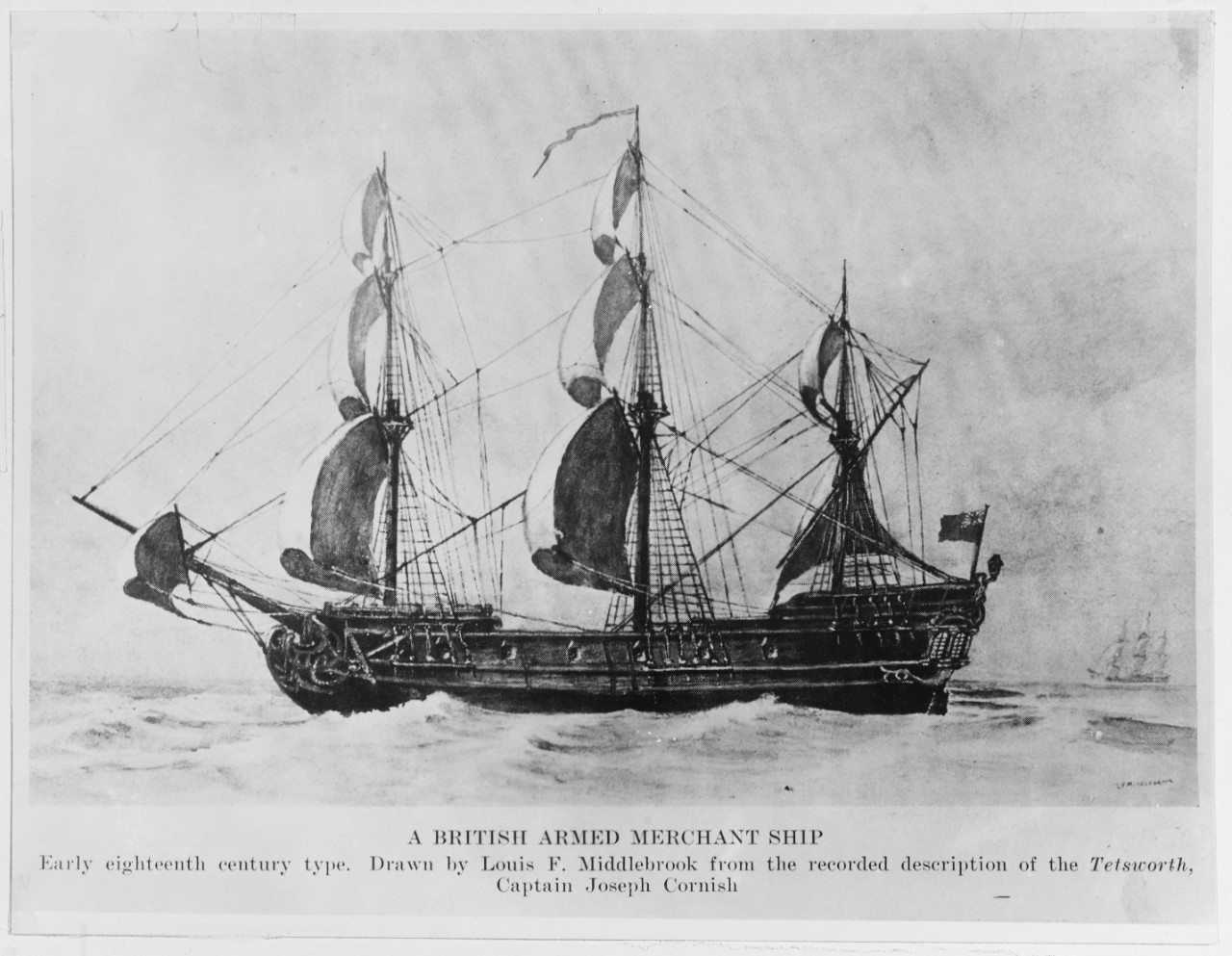British Armed Merchant Ship TETSWORTH. Early 18th century type. 