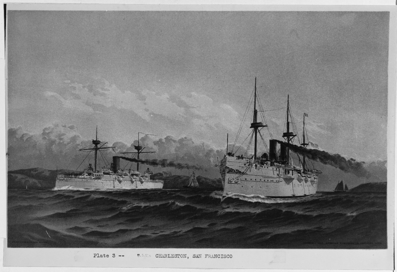 USS CHARLESTON (C-2) and USS SAN FRANCISCO (C-5) (1889-1899). 