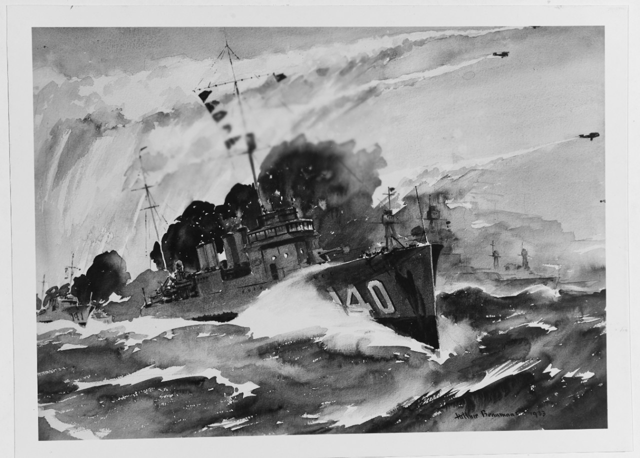 Smoke Screen, USS CLAXTON (DD-140)