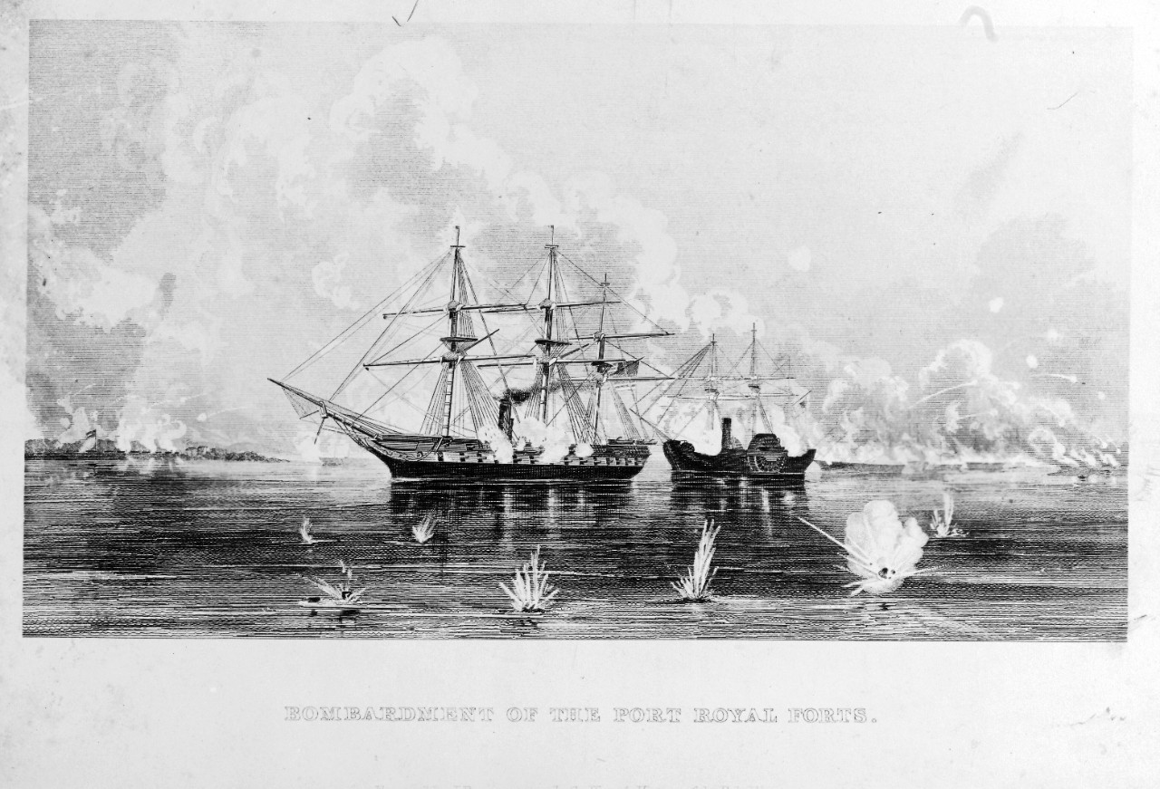 Bombardment of the Port Royal Forts, November 1861, Civil War.