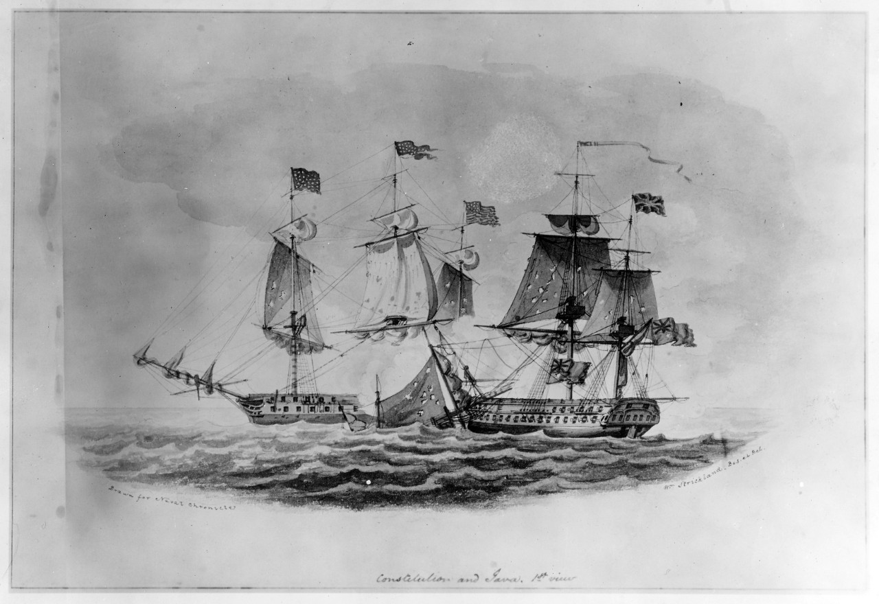Photo #: NH 1163  U.S. Frigate Constitution engaging HMS Java, 29 December 1812