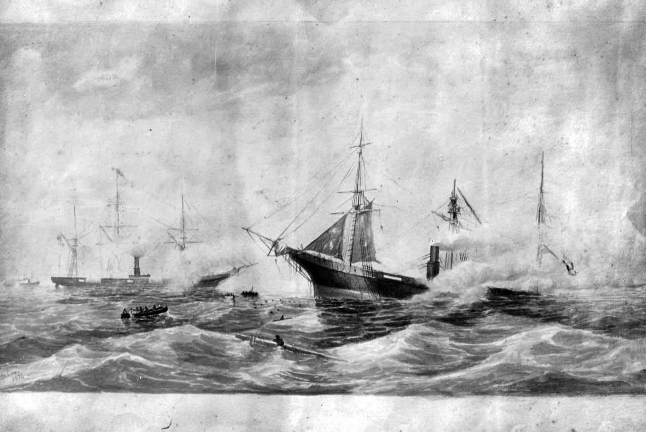Photo #: NH 1168  Action between USS Kearsarge and CSS Alabama, 19 June 1864