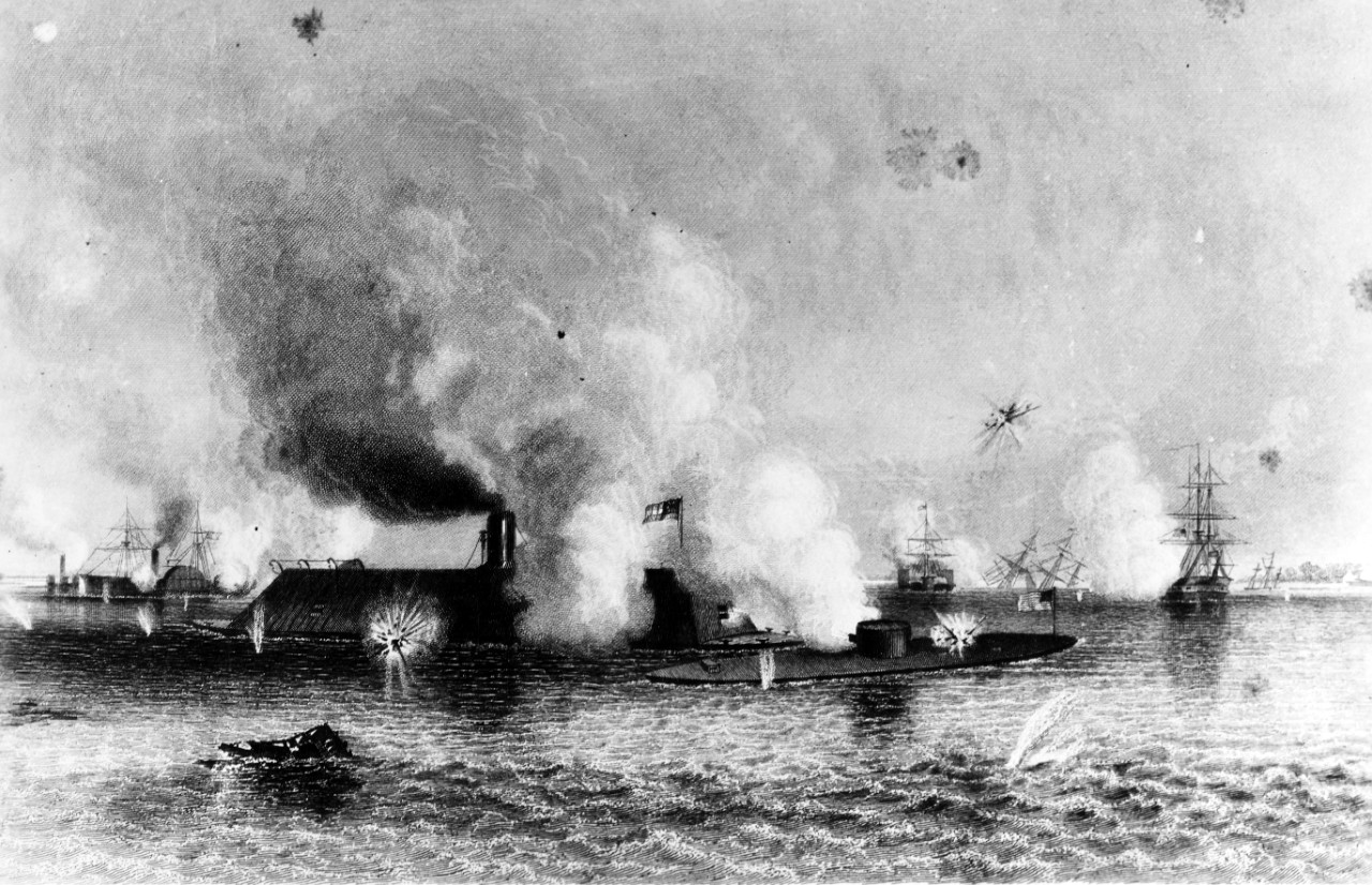 Photo #: NH 1275  Engagement between USS Monitor and CSS Virginia, 9 March 1862
