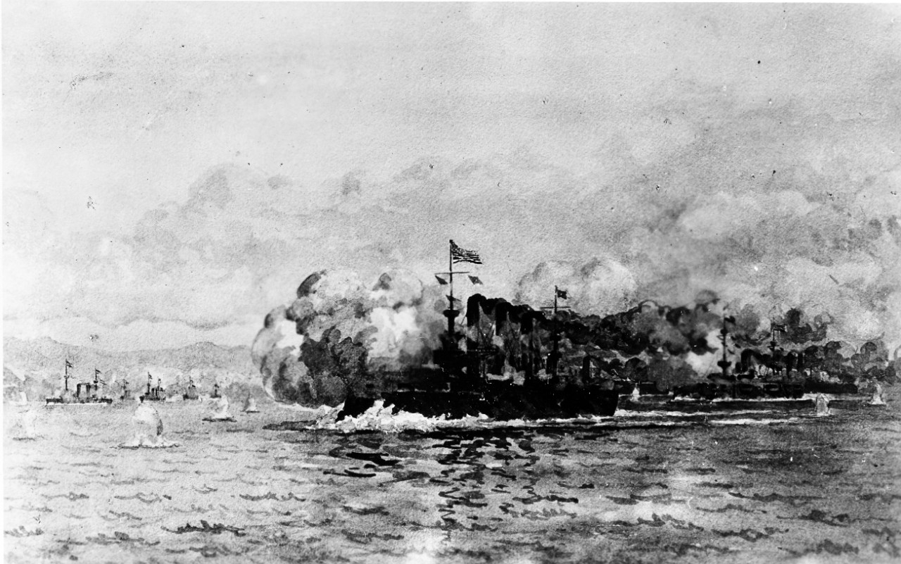 The American fleet going to attack the Spanish Squadron.