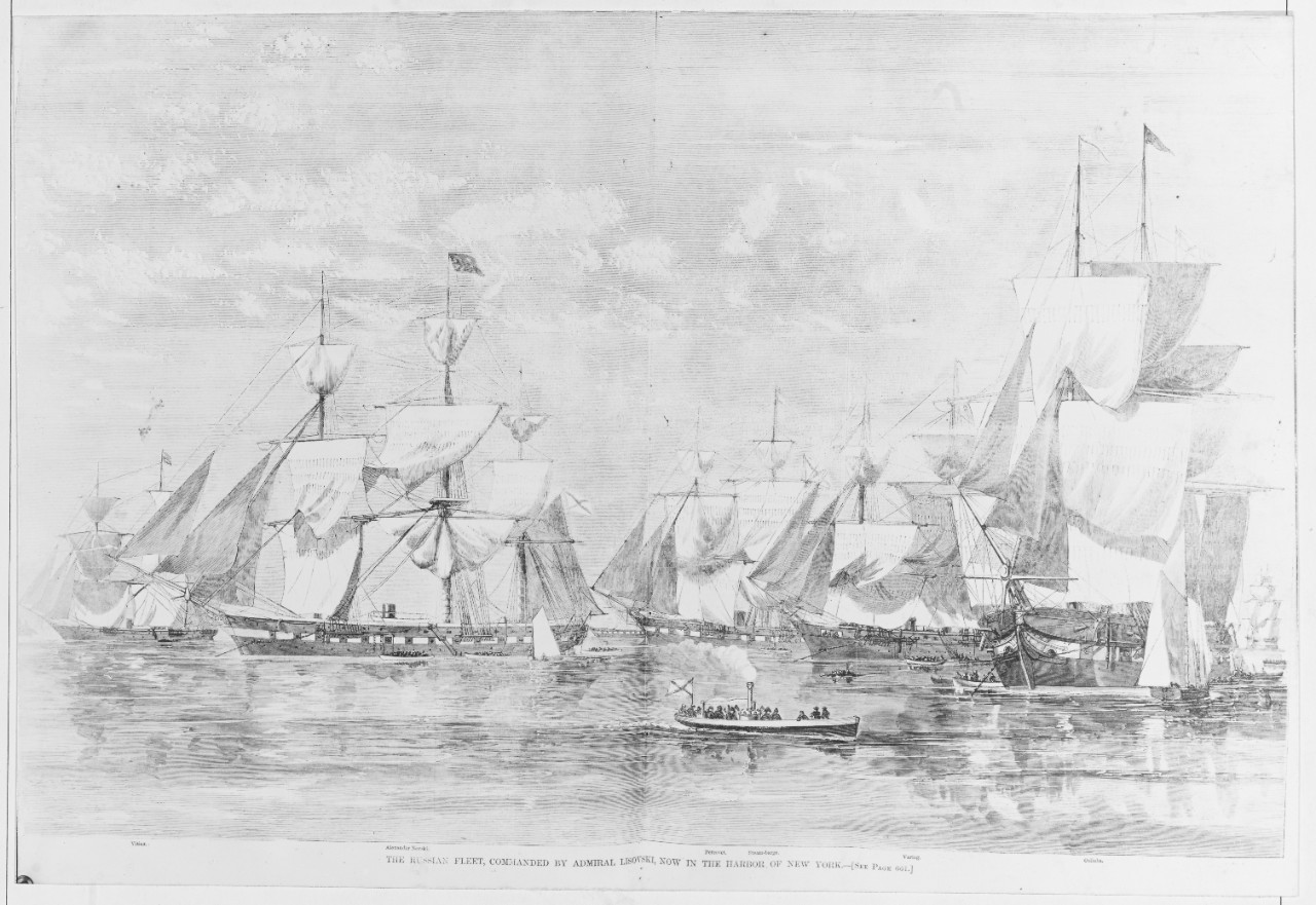 Russian fleet commanded by Admiral Lisovski in the harbor of New York.