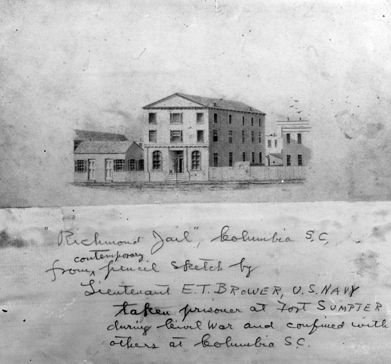 Richmond Jail, Columbia, South Carolina, circa 1861-1865.