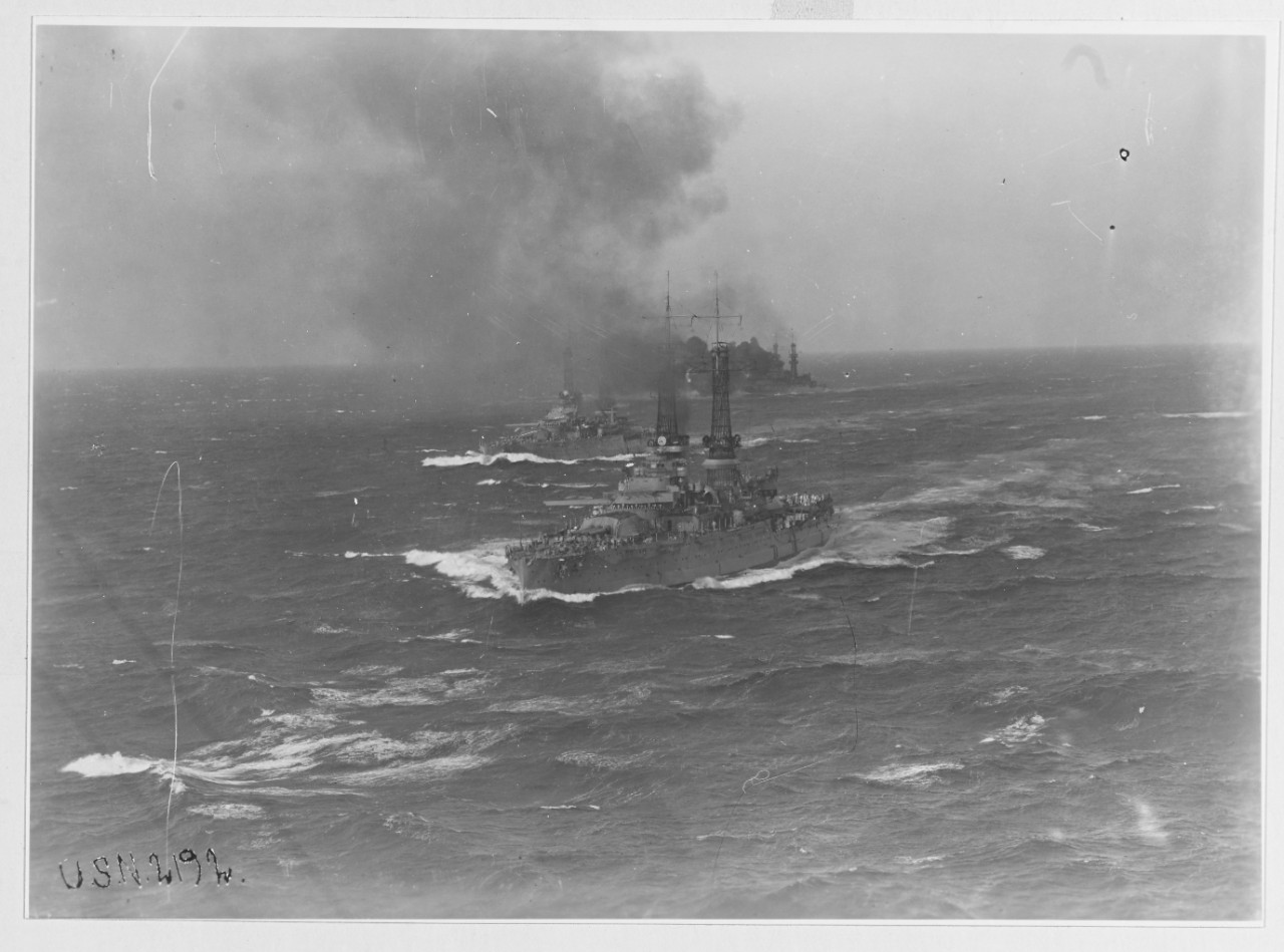 Battleships at sea, 1921.