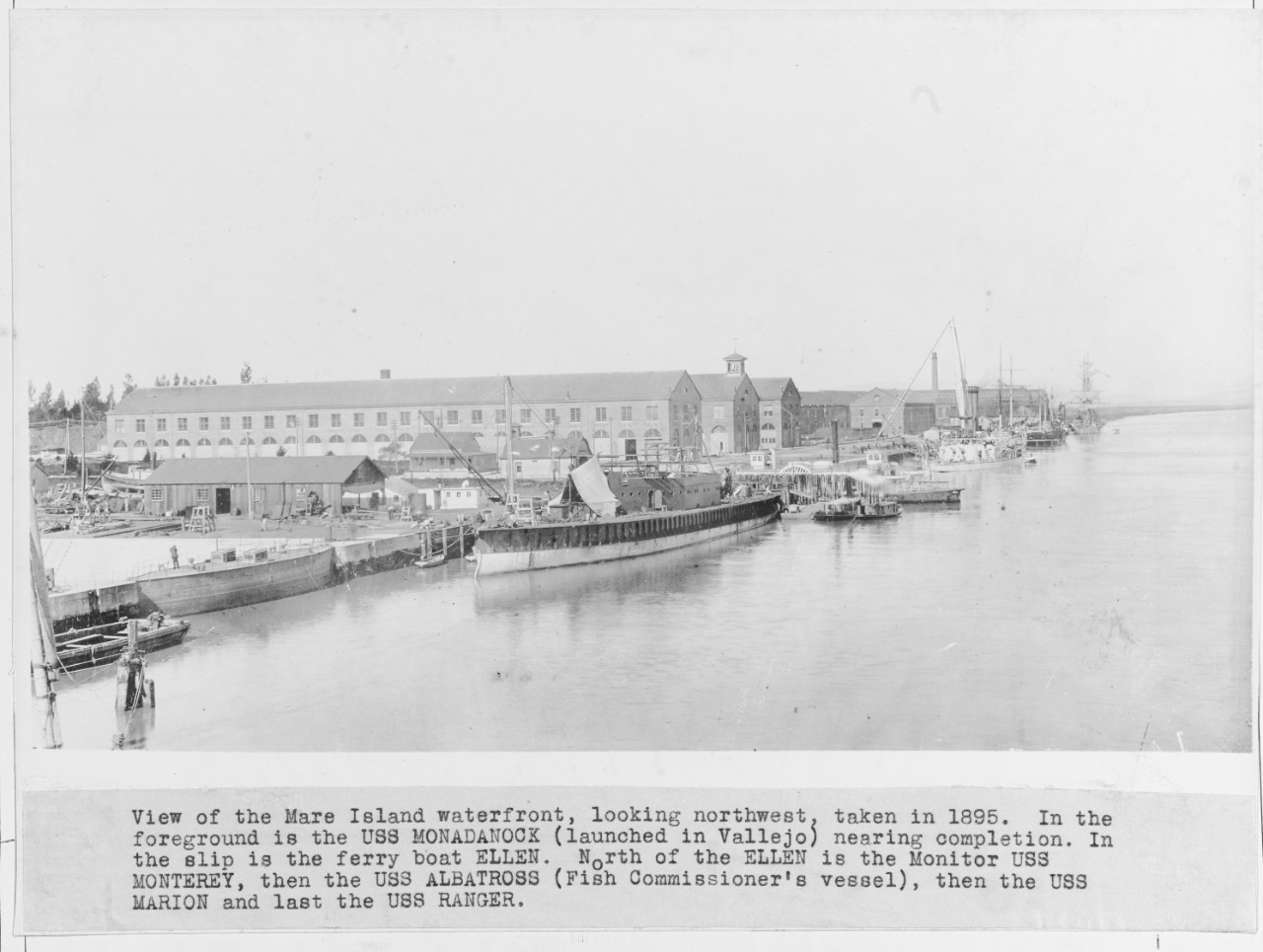Waterfront of Mare Island Navy Yard, California, in 1895. 