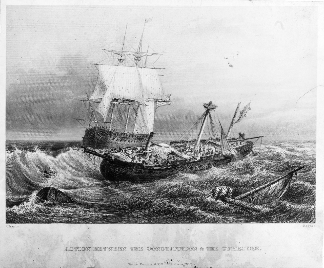 Photo #: NH 1999  Action between USS Constitution and HMS Guerriere, 19 August 1812