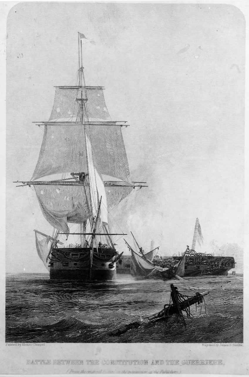 Photo #: NH 2000  Action between USS Constitution and HMS Guerriere, 19 August 1812