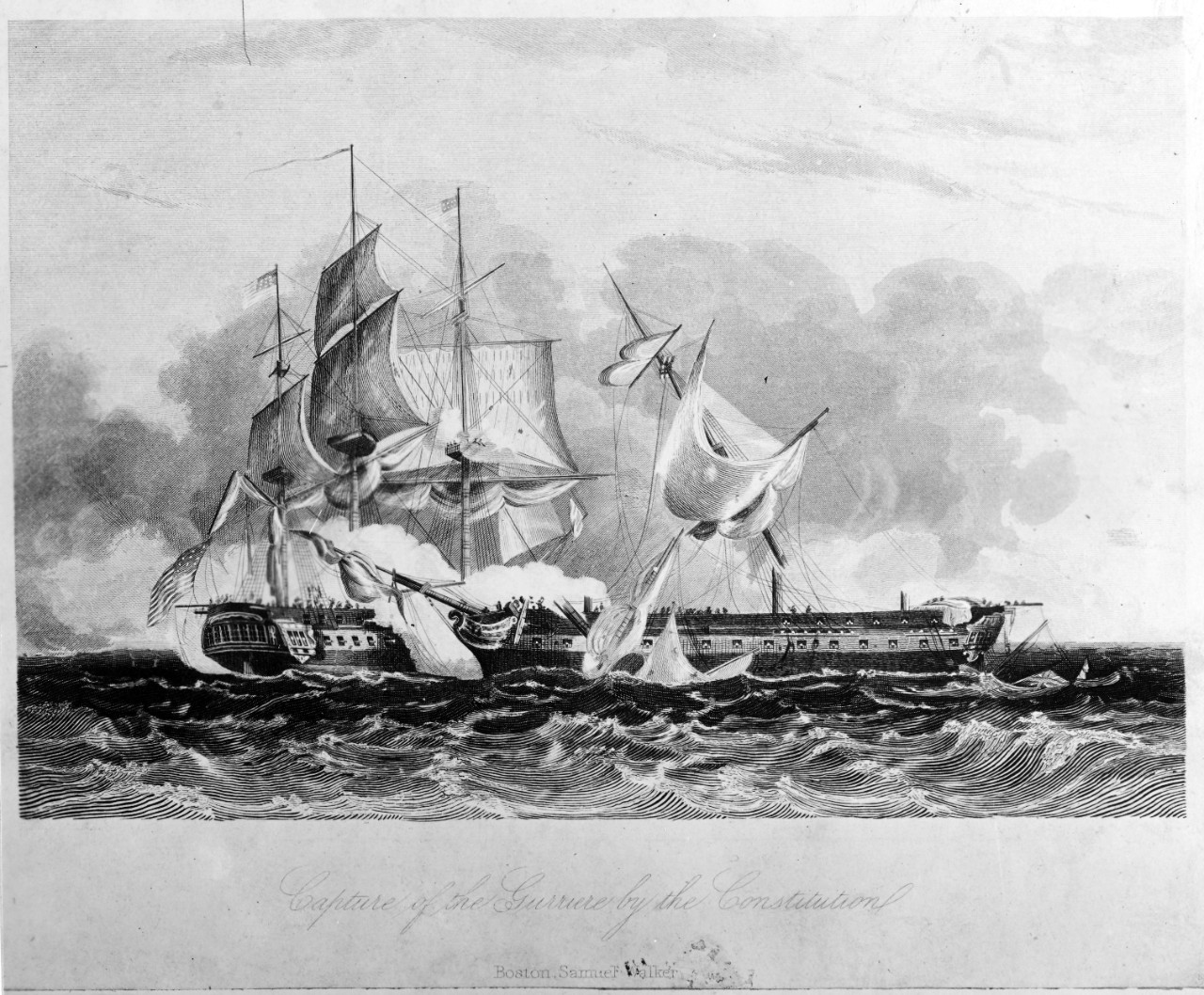 Photo #: NH 2001  Action between USS Constitution and HMS Guerriere, 19 August 1812