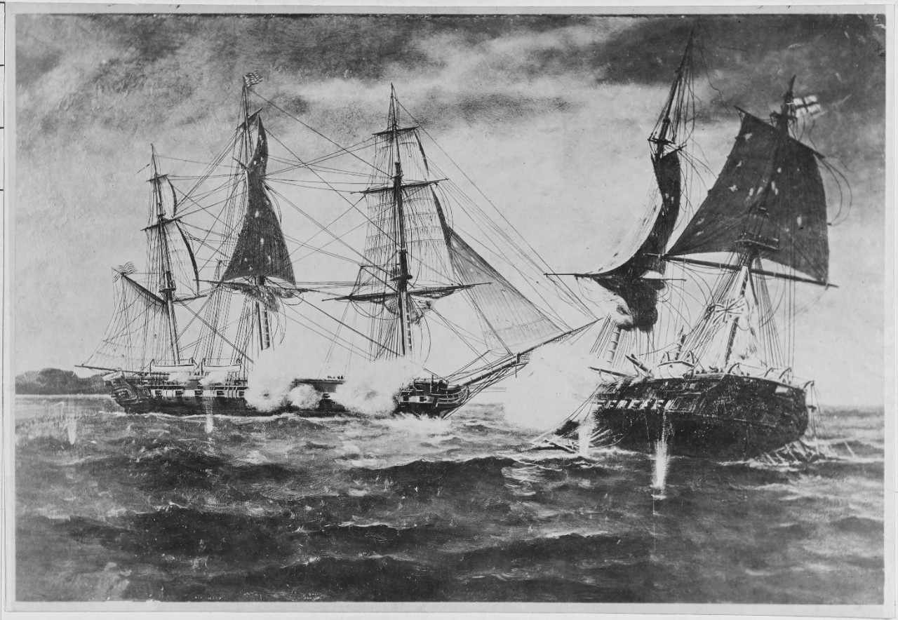 Photo #: NH 2002  U.S. Frigate Constitution engaging HMS Java, 29 December 1812
