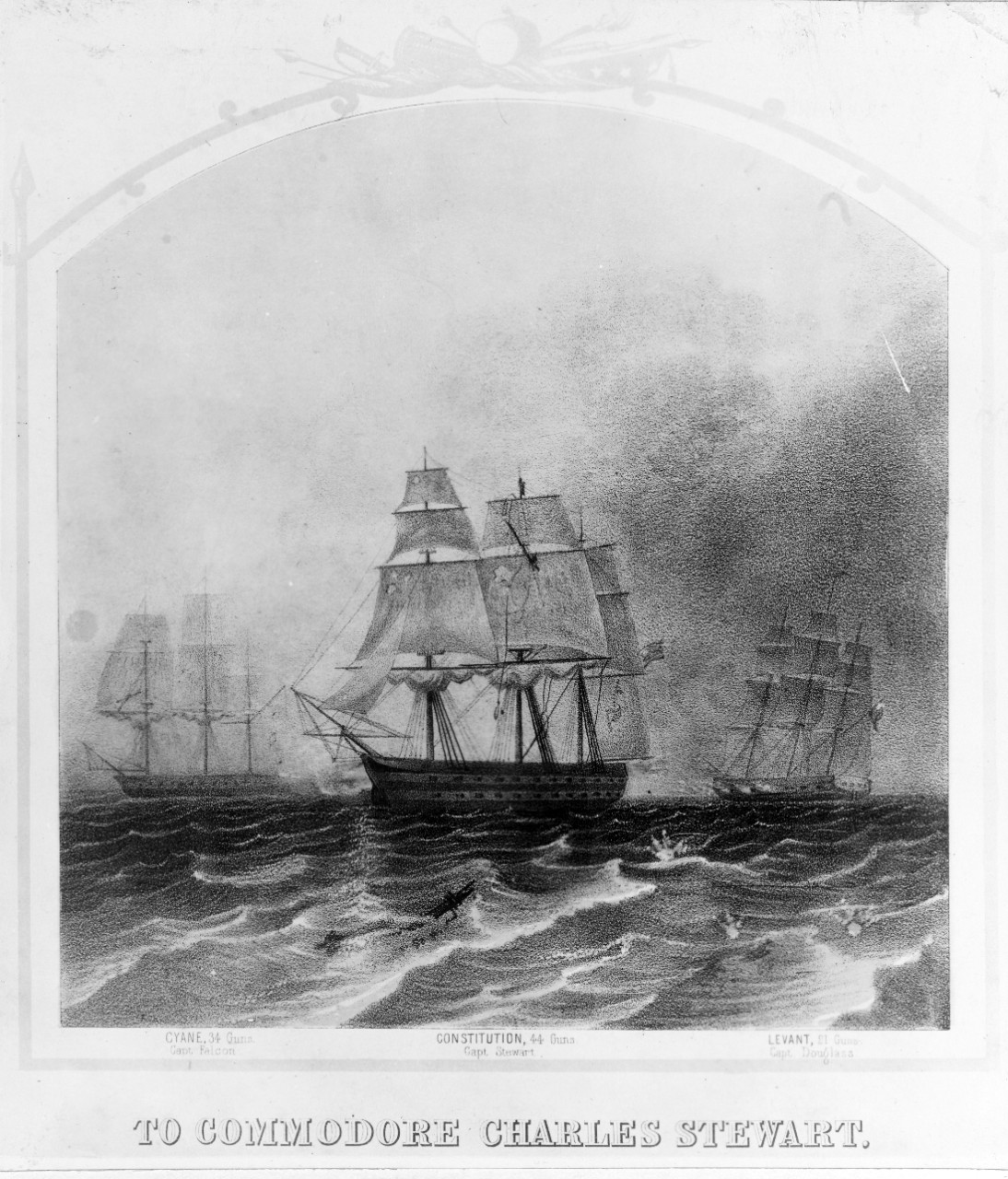 Battle Between the U.S. Frigate CONSTITUTION and British Ships CYANE and LEVANT, February 20, 1815. 