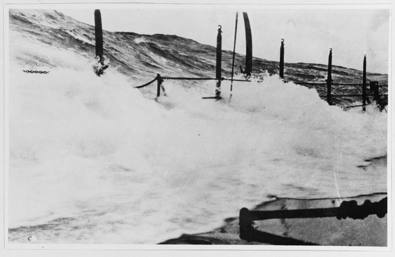 USS NEW MEXICO (BB-40) (1918-1947) in rough seas. 