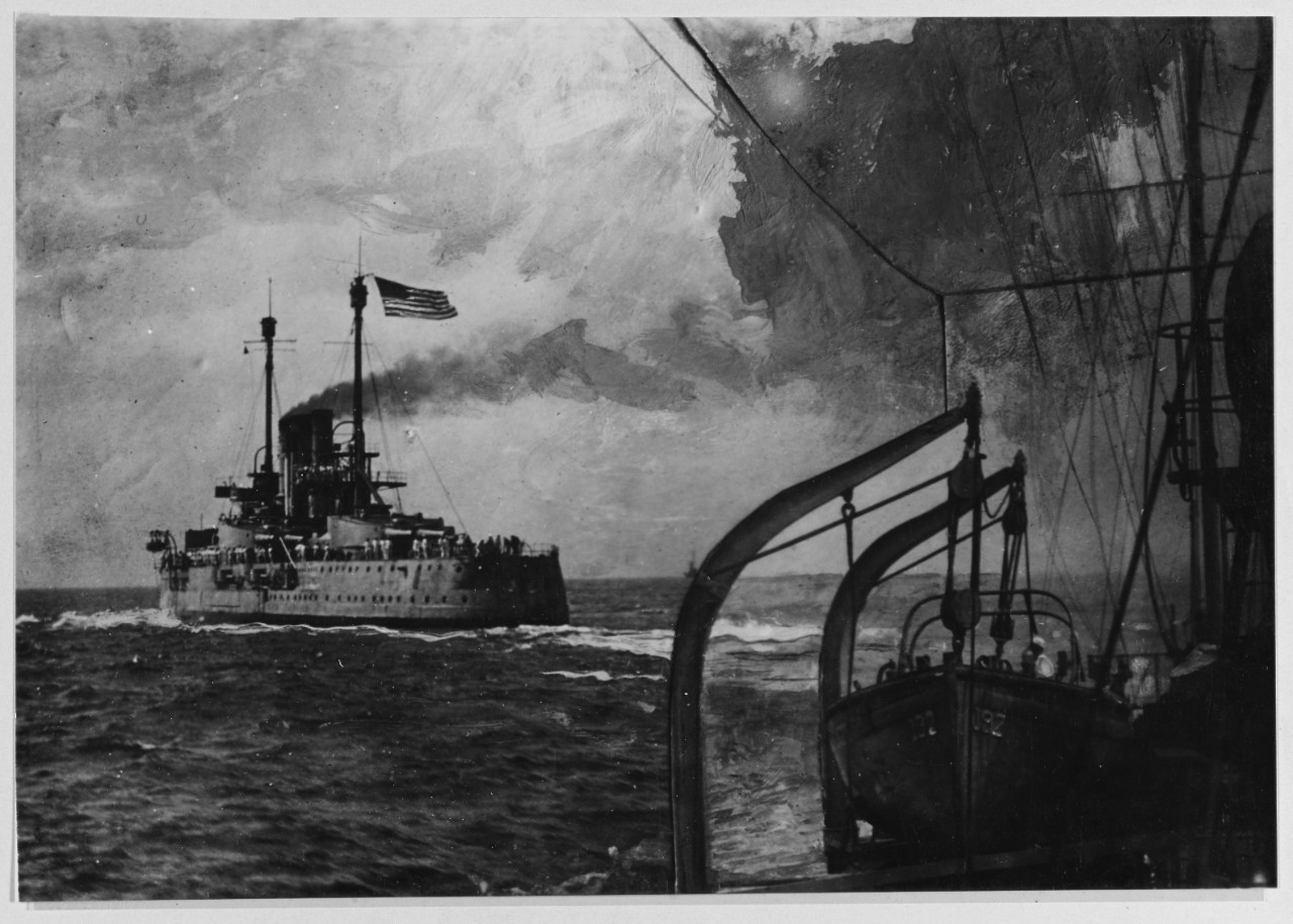 Former German Battleship OSTFREISLAND entering New York. 