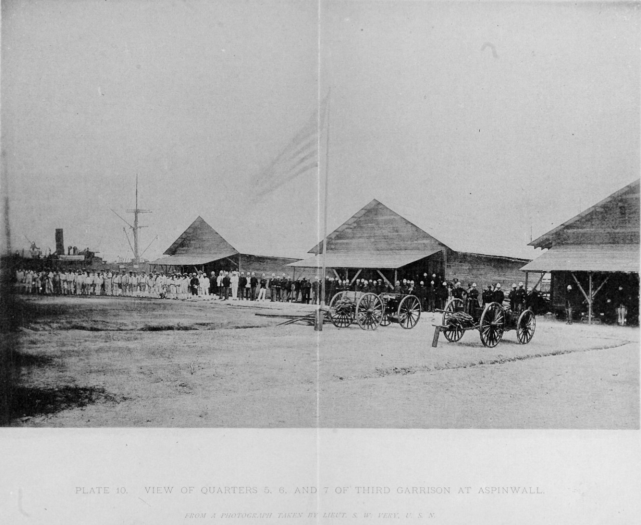 View of Quarters 5, 6, and 7 of Third Garrison at Aspinwall, Panama, April 1885. 