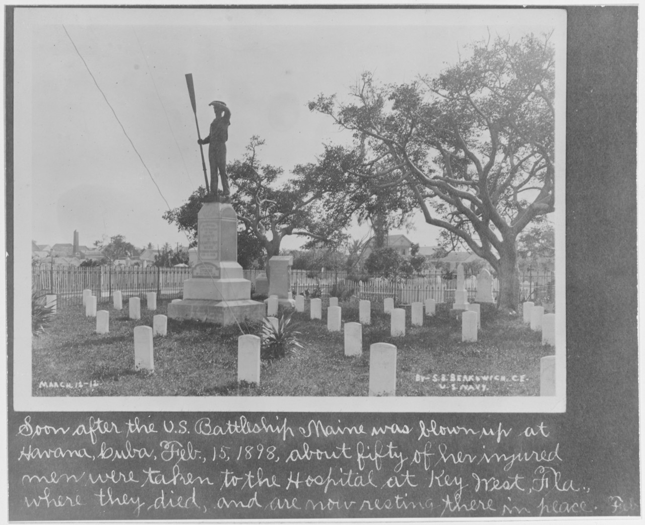 Monument in Memory of USS MAINE Disaster. Circa March 1912. 