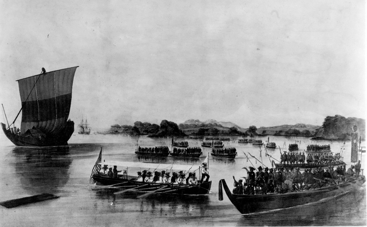 "Passing the RUBICON." M.C. Perry's Expedition to Japan, July 11, 1853. 