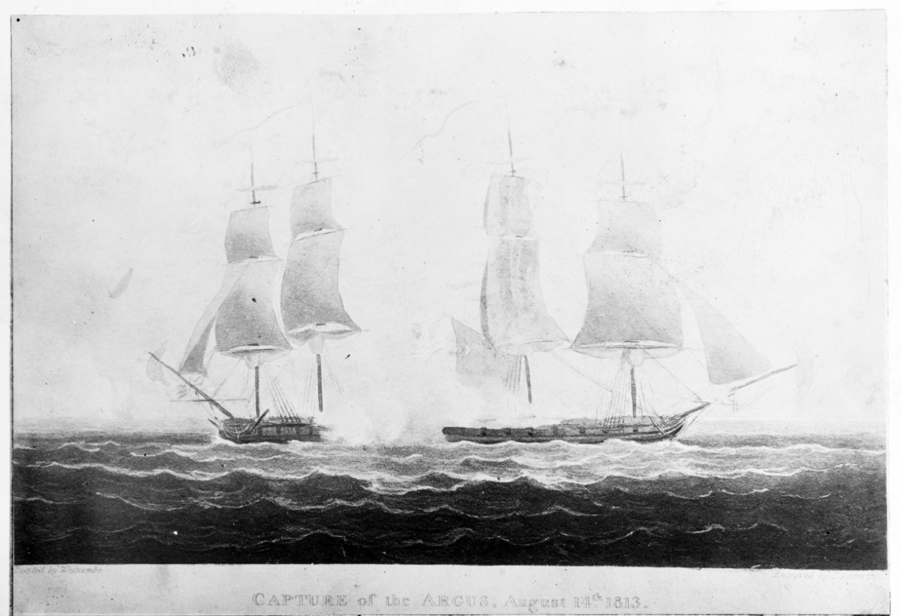 Photo #: NH 2284  Capture of USS Argus by HMS Pelican, 14 August 1813