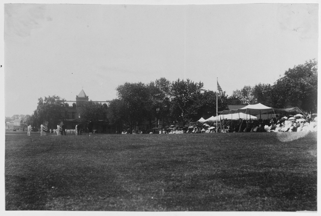 Flag presentation, U.S. Naval Academy, Annapolis, Maryland, 1896.