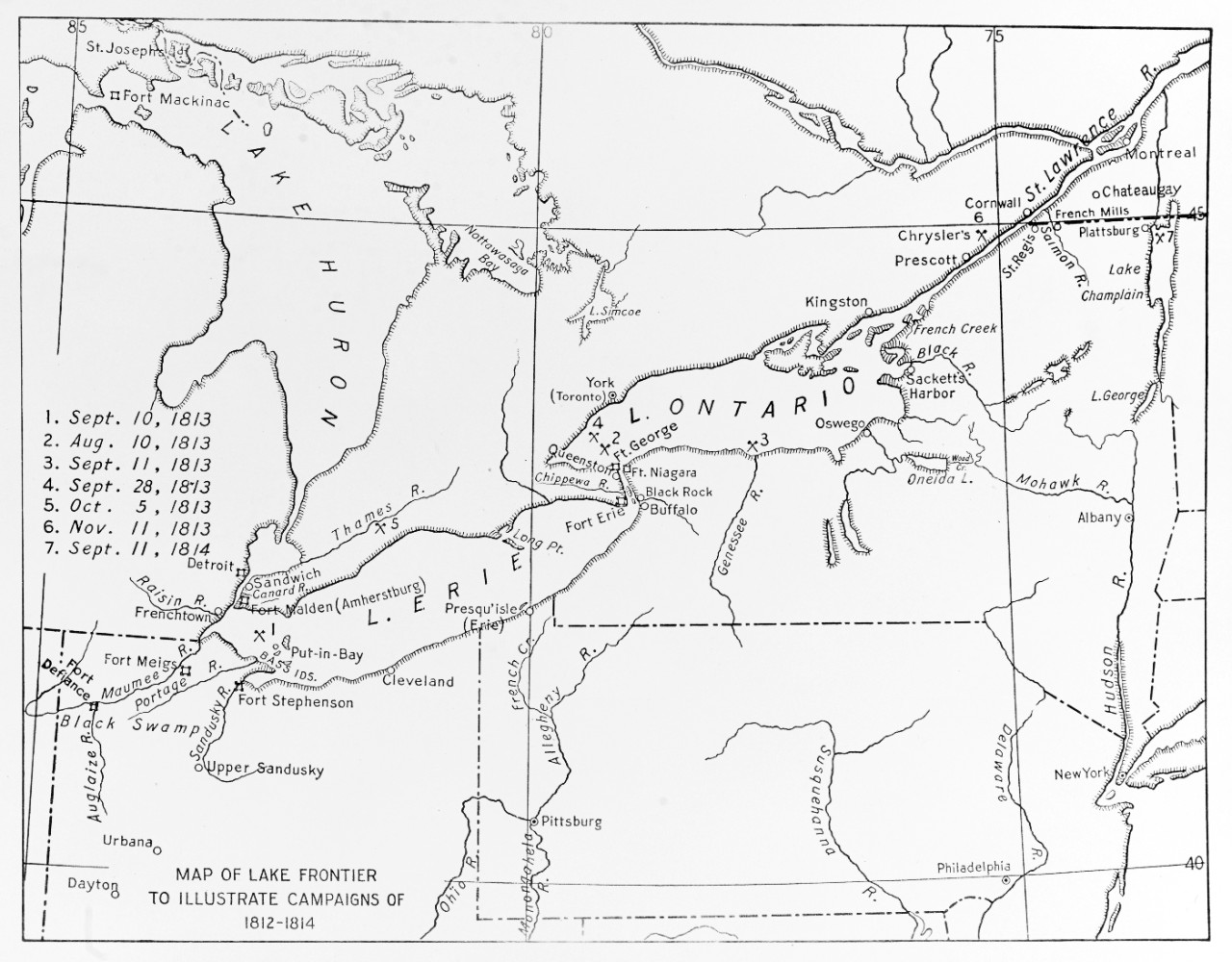 Map of Lake Frontier to illustrate campaigns of 1812-1814.