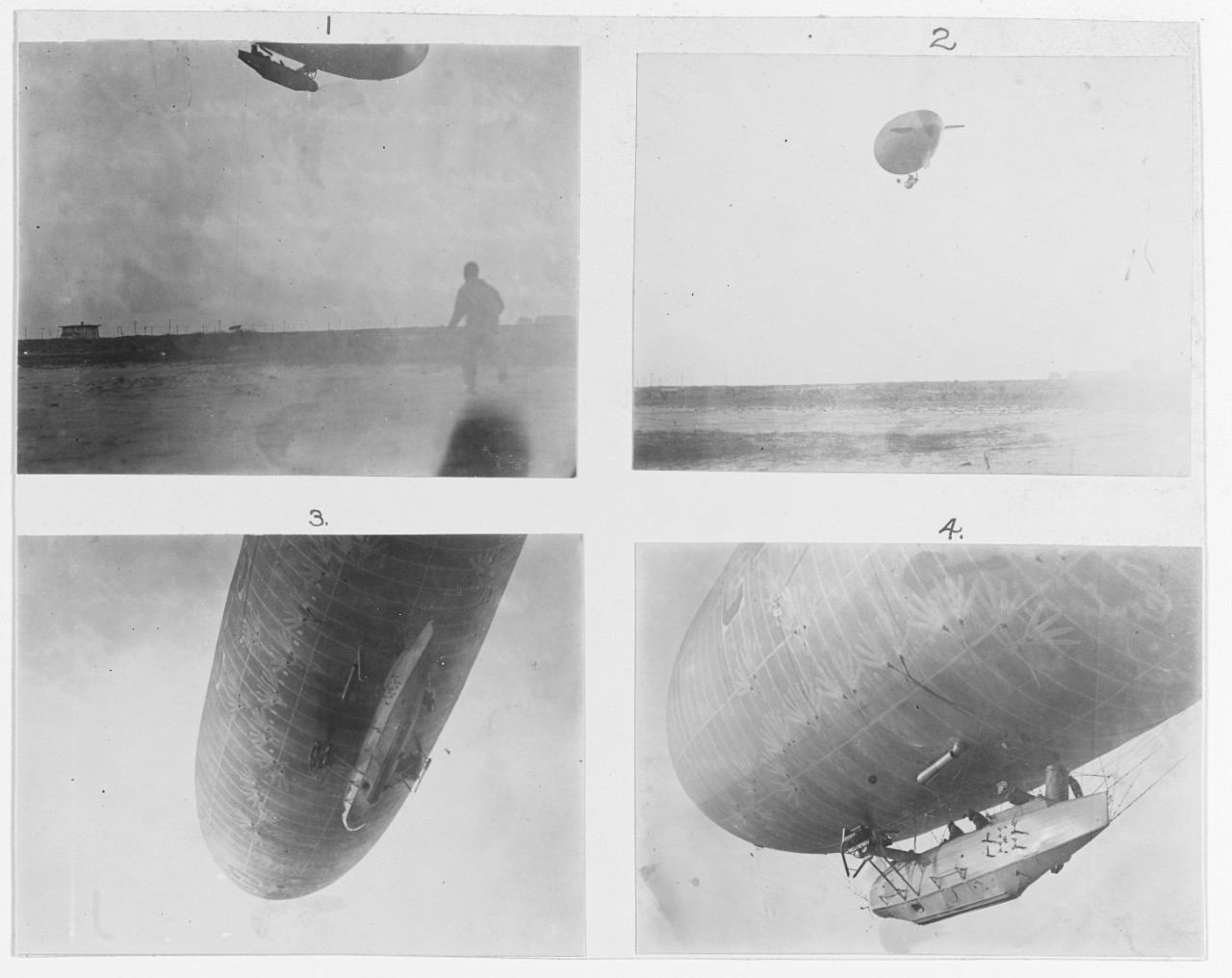 Aerial pickup of fuel by blimp C-3, Naval Air Station Cape May, New Jersey, 30 January 1919.