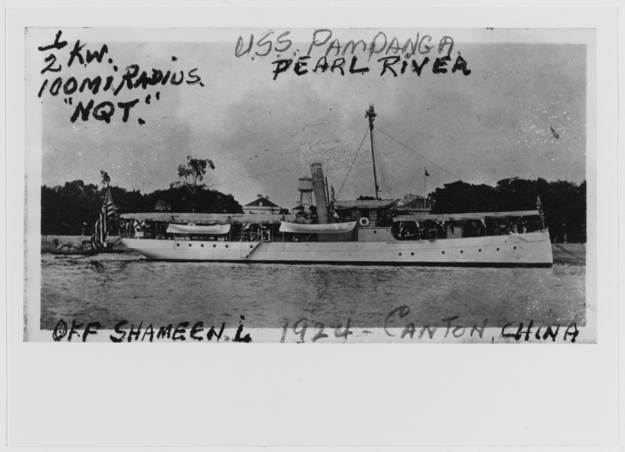 USS PAMPANGA (PG-39) off Shameen Island, Canton, China, in 1924