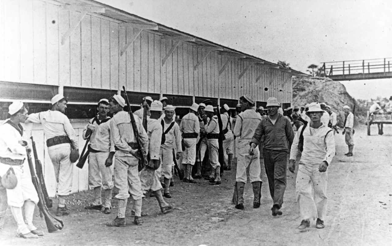 Guantanamo Bay Naval Station, Cuba. Sailors at the rifle range, circa 1908-1913