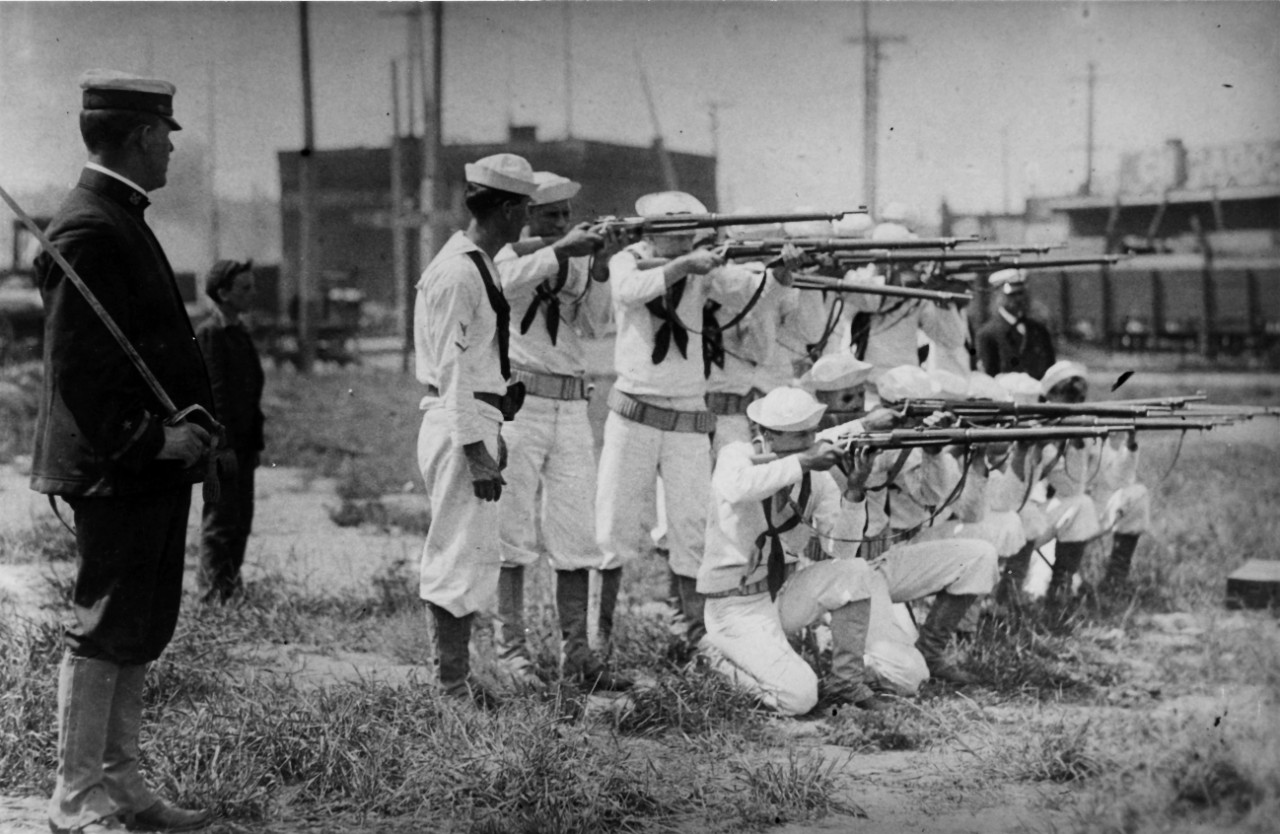 Sailors at Musketry Drill, circa 1900-1910