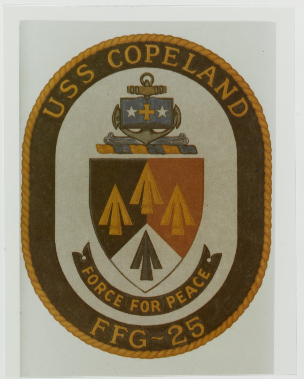 Insignia: USS COPELAND (FFG-25) "Force For Peace" Emblem circa 1981-1982