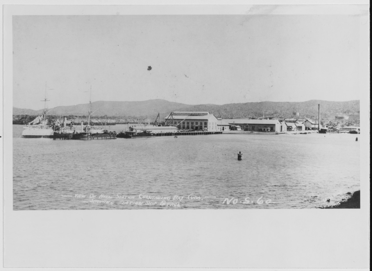 Guantanamo Bay, Cuba, circa 1916-1917. USS PETREL (PG-2), USS WATER BARGE No. 14 (YW-14)