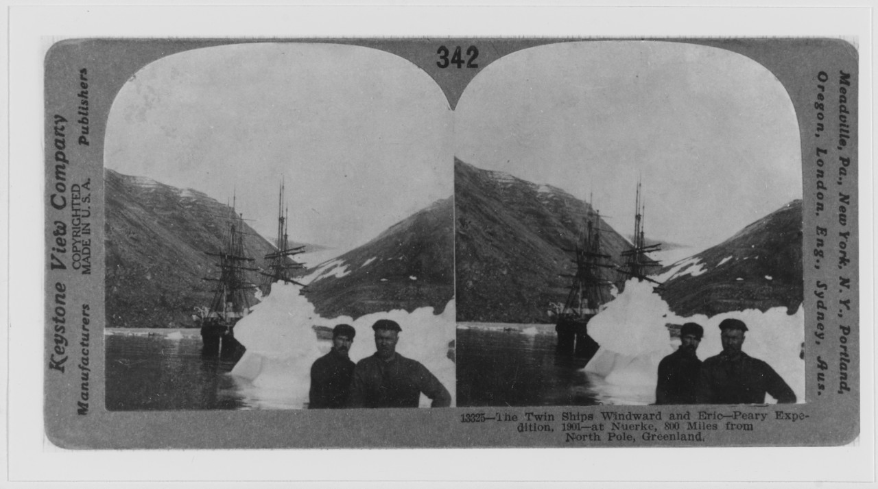 Peary Arctic Expedition, 1898-1901. Ships WINDWARD and ERIC at Nuerke, Greenland