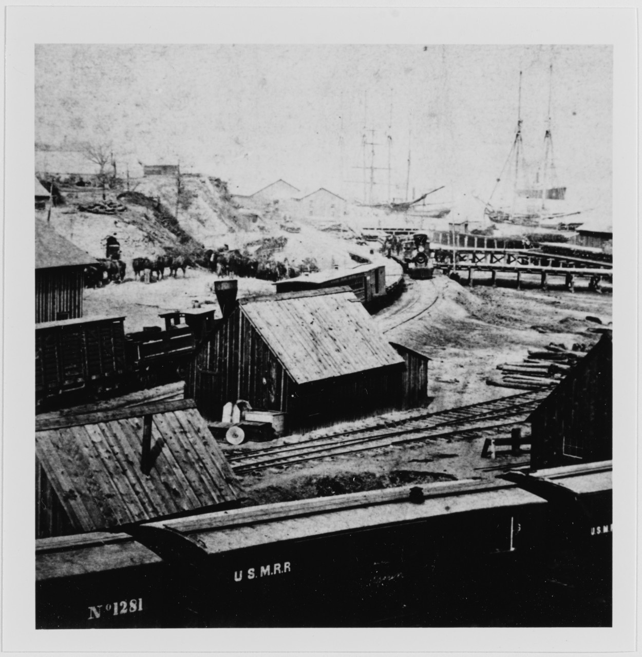 Rail Road at City Point, Virginia, Looking North, photographed circa 1864-1865