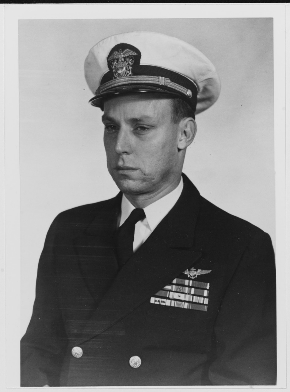 Lieutenant Commander Earle C. Peterson, Jr., USN. Photographed on March 21, 1954