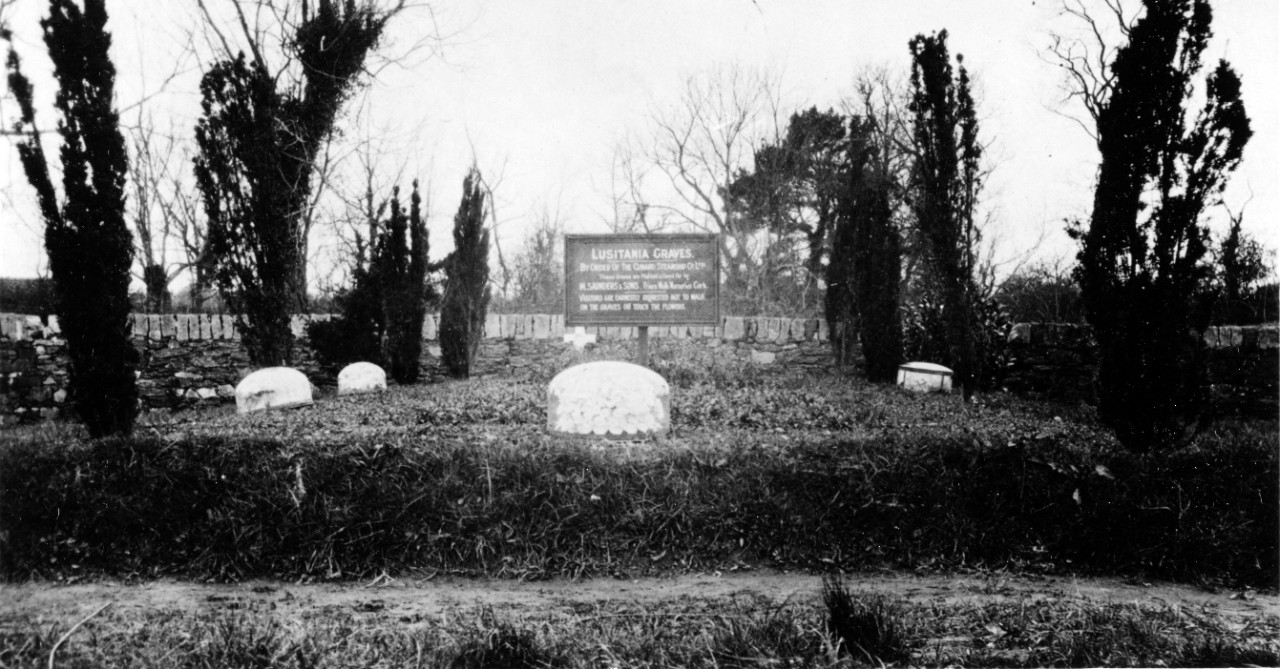 LUSITANIA Graves in a cemetery at or near Cork, Ireland, photographed during 1917-1918