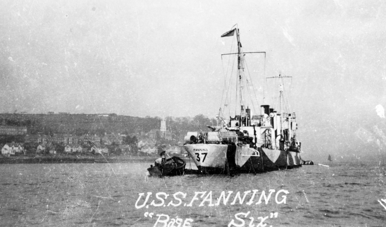 USS FANNING (DD-37) at "Base Six", circa 1918