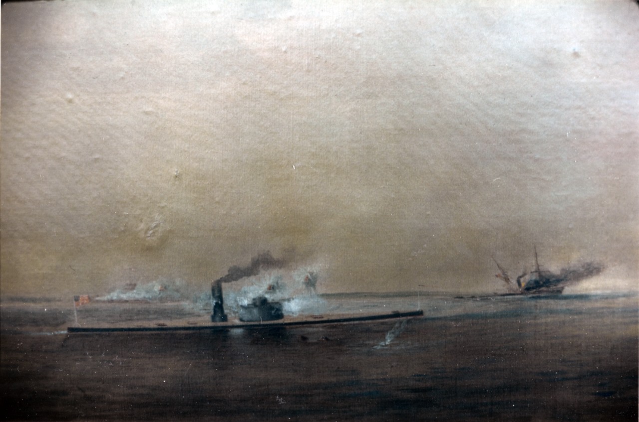 USS MONTAUK sinking C.S. Privateer RATTLESNAKE, February 28, 1863