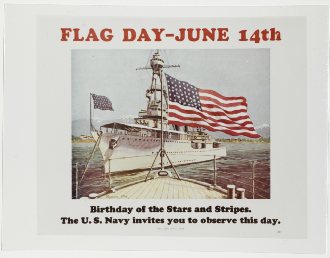 Navy Poster. "Flag Day- June 14th. Birthday of the Stars and Stripes"