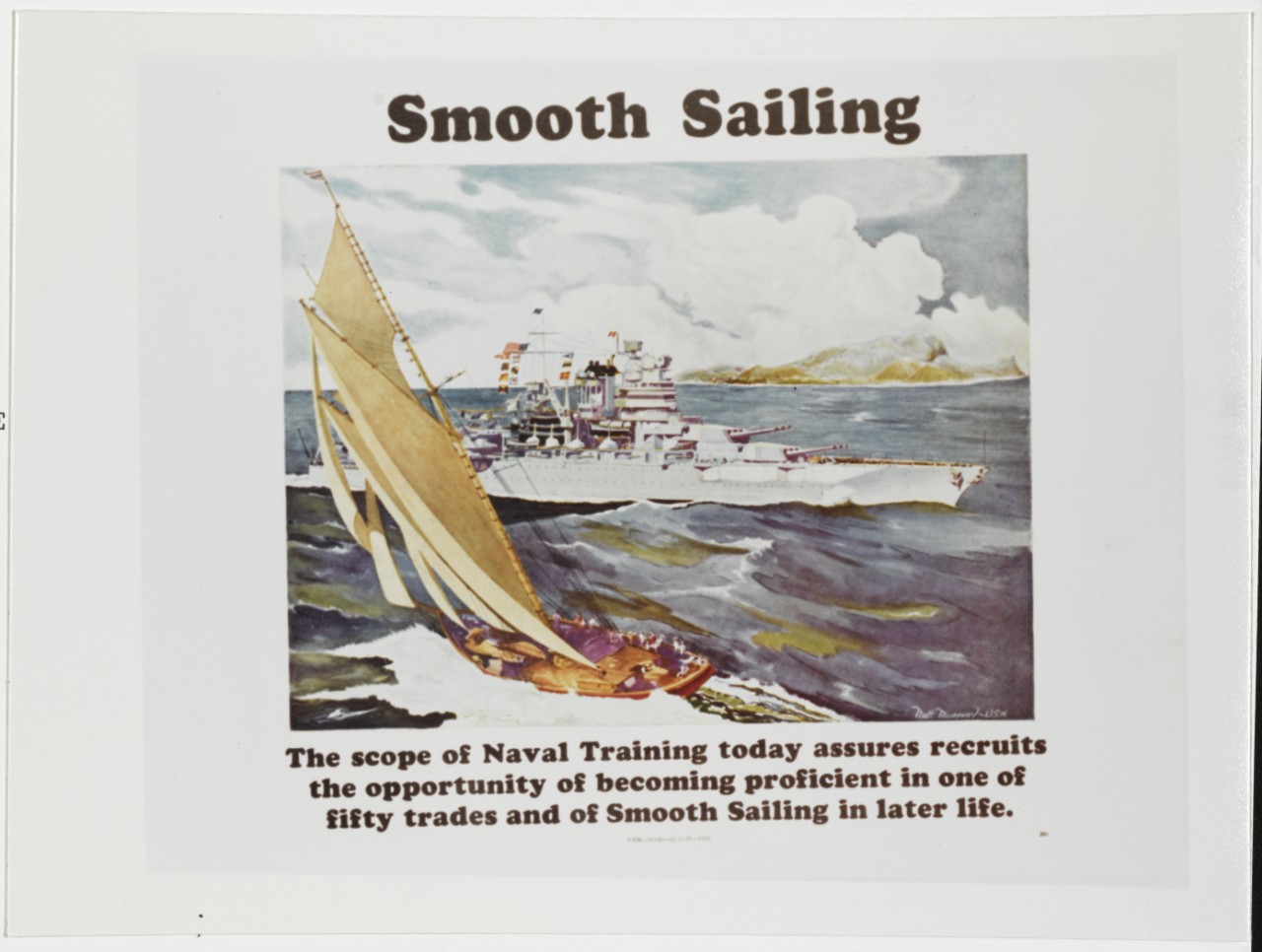 Navy Recruiting Poster. "Smooth Sailing-- The scope of Naval Training…"