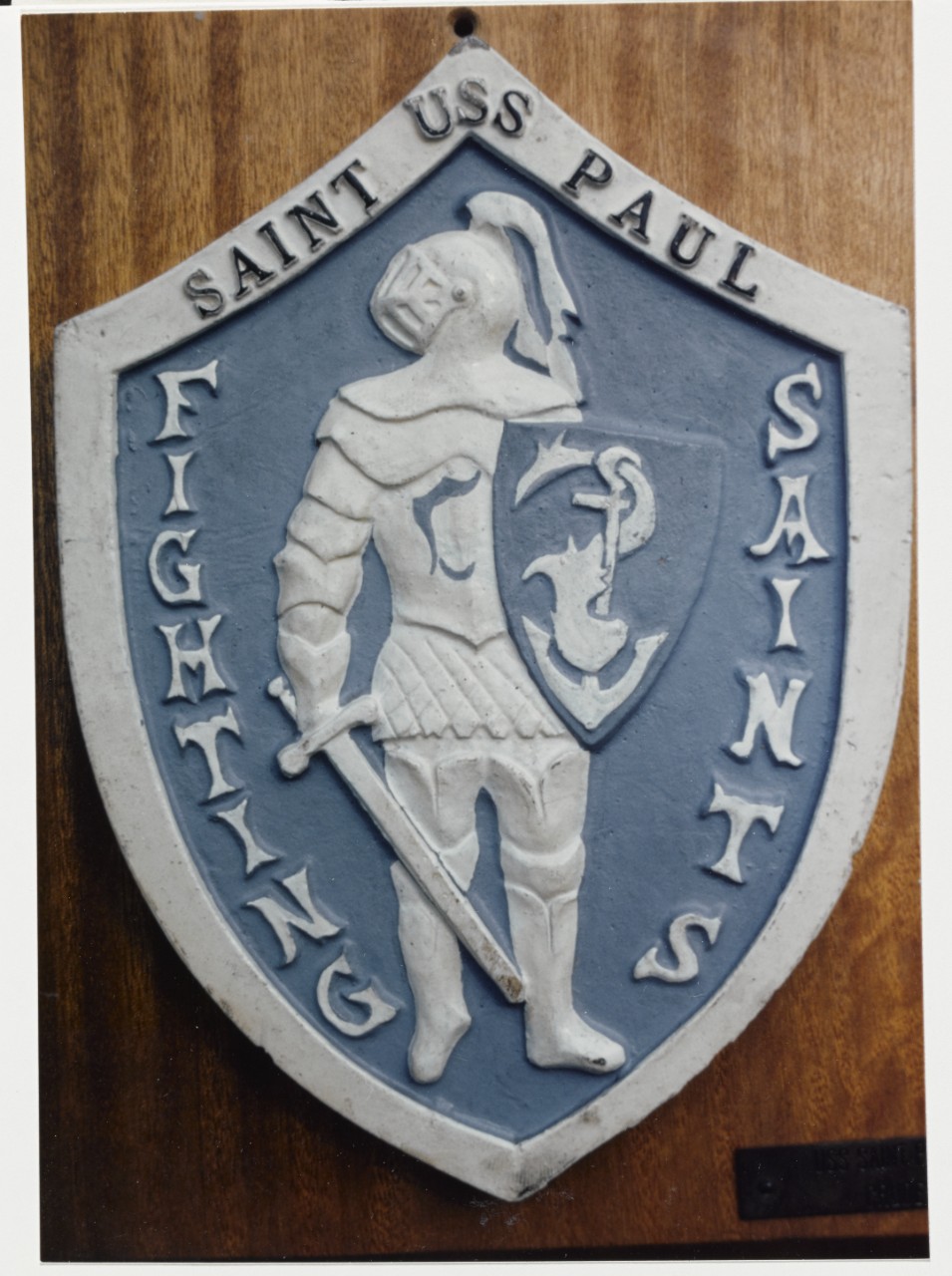 Insignia: USS Saint Paul (CA-73) "Fighting Saints" Emblem of 1950s or 1960s vintage.