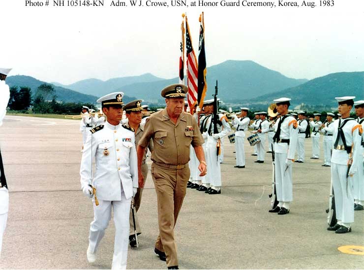 Photo #: NH 105148-KN Admiral William J. Crowe, USN Admiral Kyung Hwan Oh
