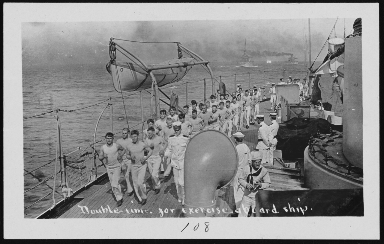 Photo #: NH 106070  &quot;Double-time for exercise aboard ship&quot;
