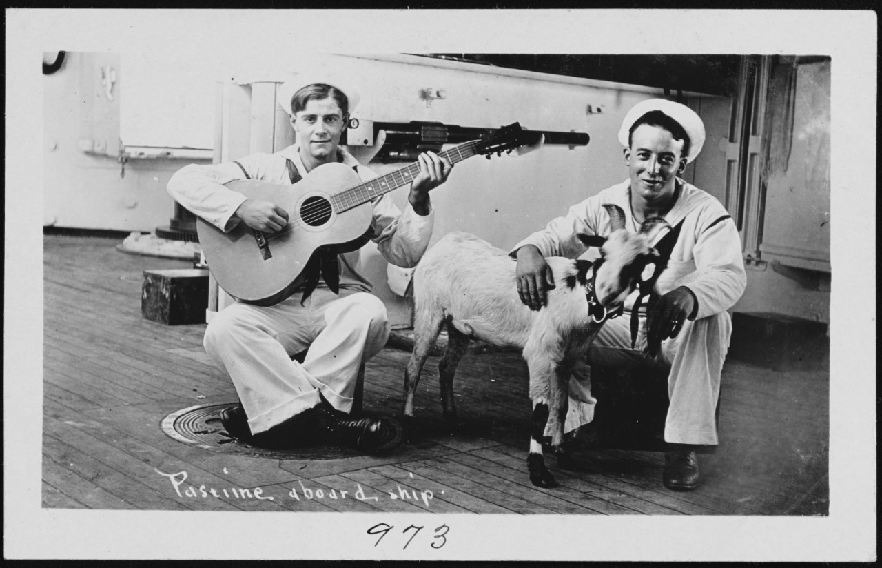 Photo #: NH 106079  Sailors with Guitar and Goat