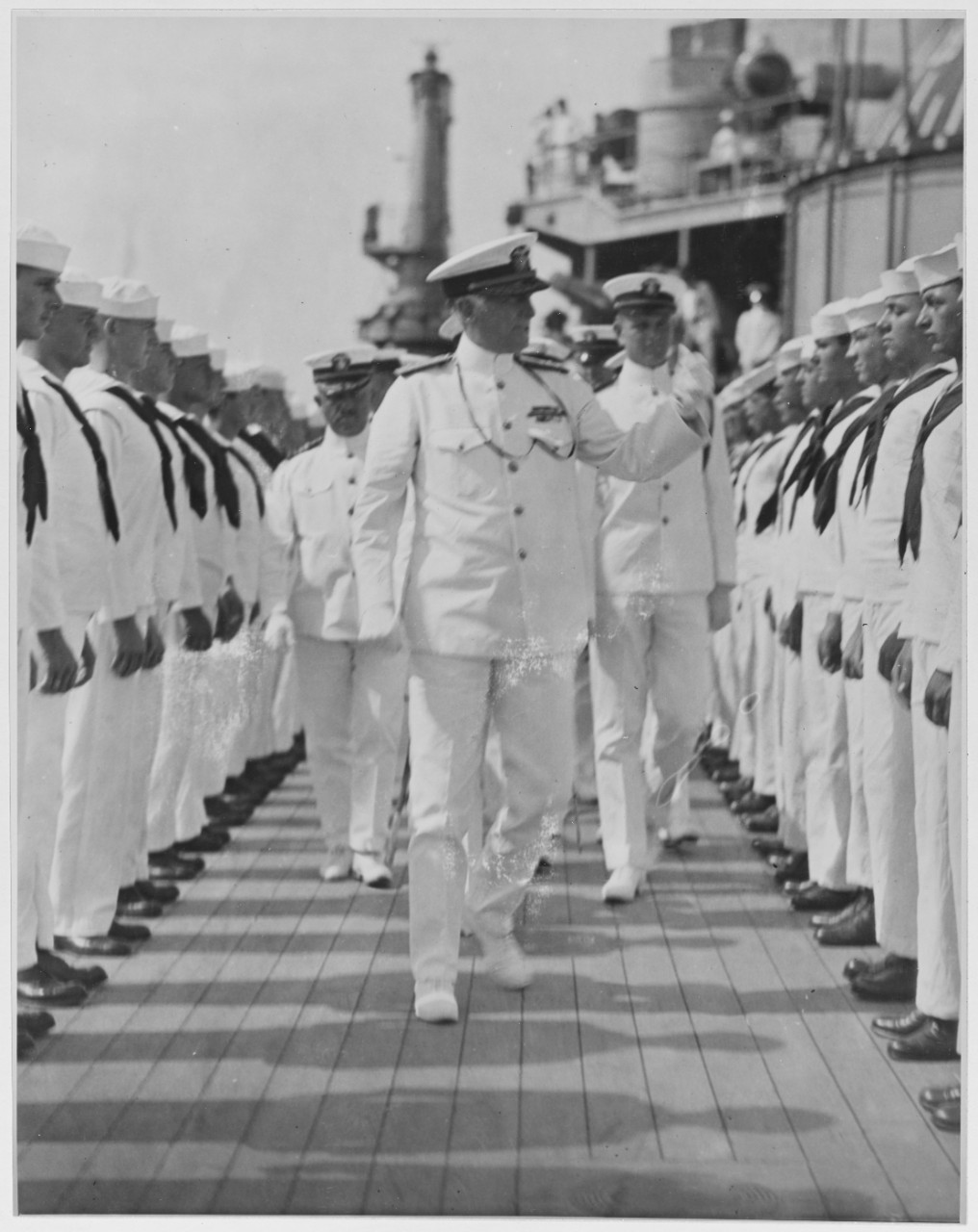 Admiral H.B. Wilson inspecting USS PENNSYLVANIA