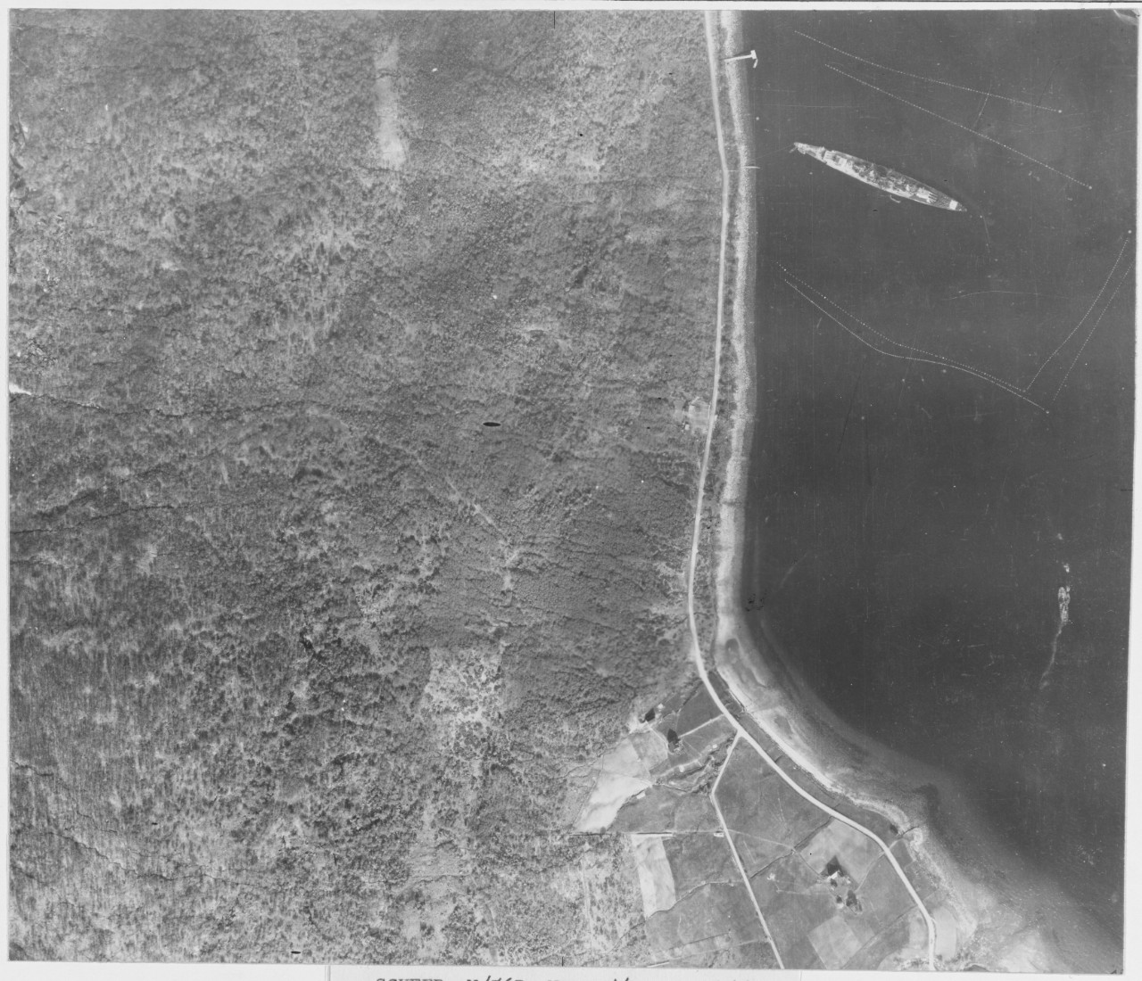 Aerial view looking down at German Ship ADMIRAL SCHEER. Germany -CA. (Deutschland Class). June 11, 1942
