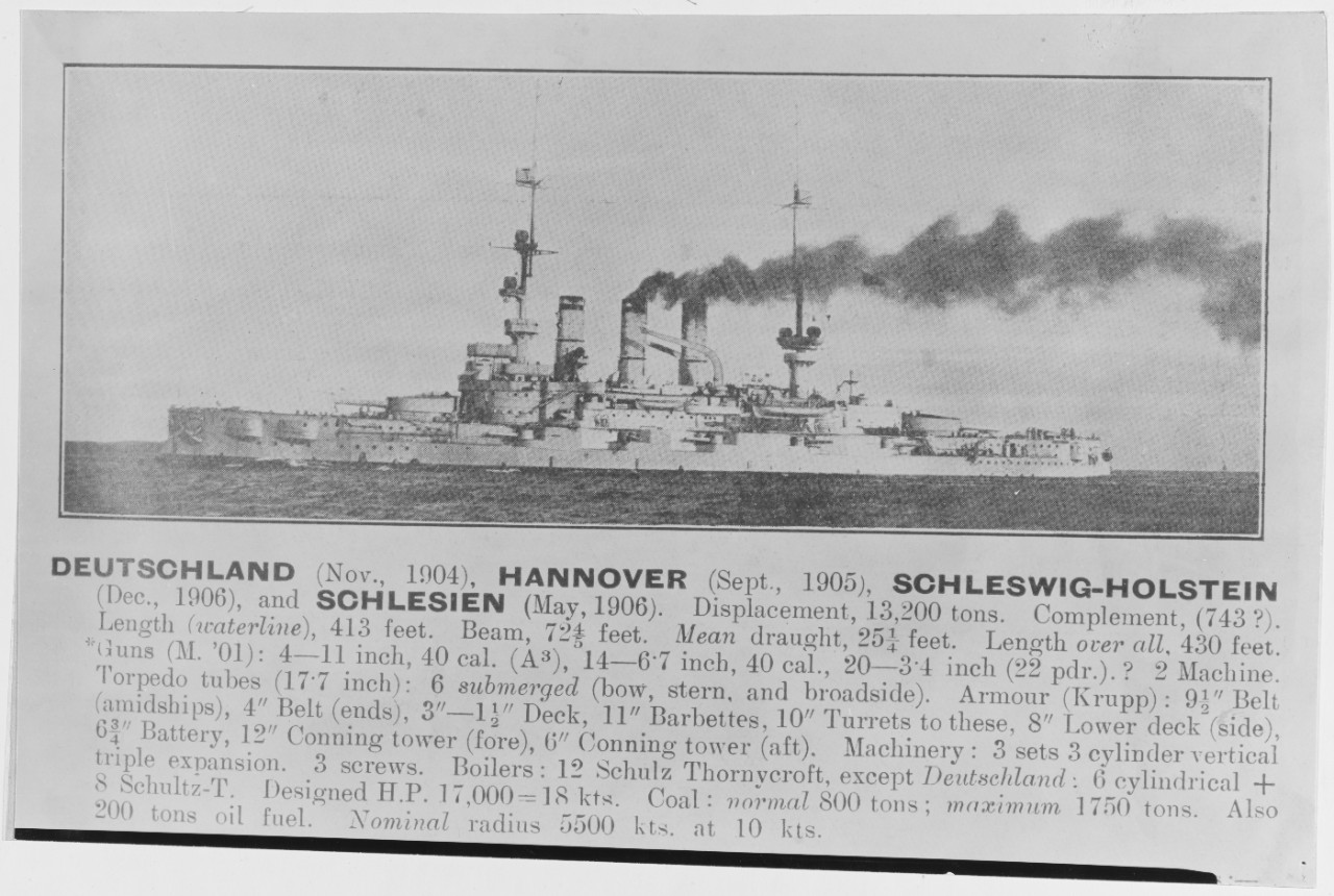 DEUTSCHLAND (Nov. 1904). HANNOVER (Sept. 1905) SCHLESWIG-HOLSTEIN (Dec. 1906) SCHLESIEN (May 1906)
